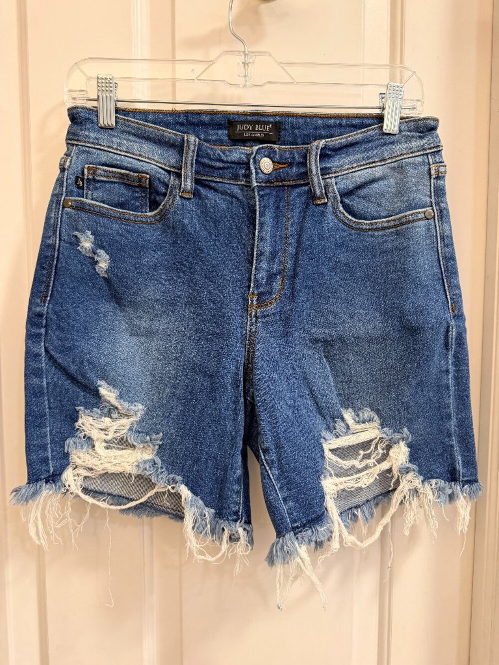 Judy Blue Distressed Raw Hem Bermuda Shorts M JB15280